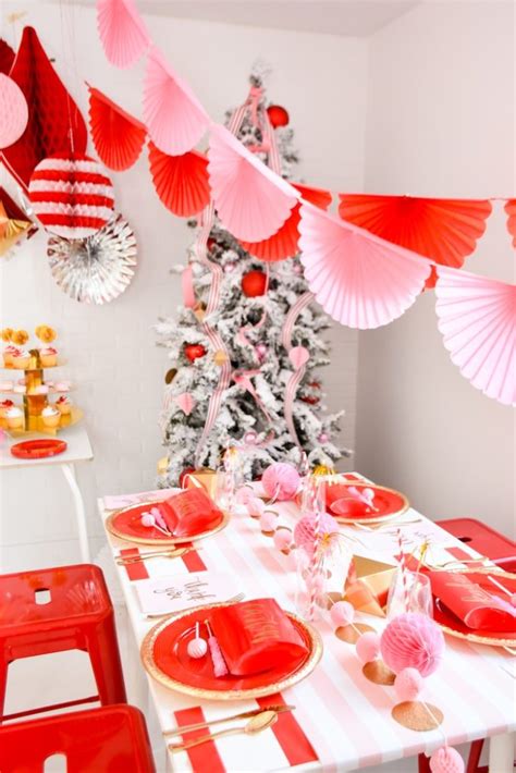 Kara S Party Ideas Pink Red Modern Christmas Party With Canary King