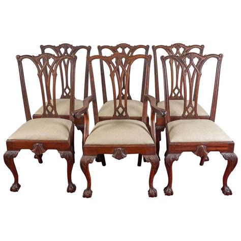 Six Chippendale Revival Dining Chairs At 1stdibs