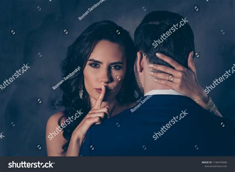 Shh Portrait Tempting Brunette Lady Showing Stock Photo Shutterstock