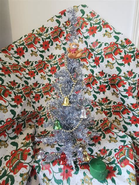 Vintage Silver Tinsel Christmas Tree Bundle With Decorations - Etsy