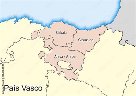 Vector map of the spanish autonomous community of Pais Vasco Stock ...