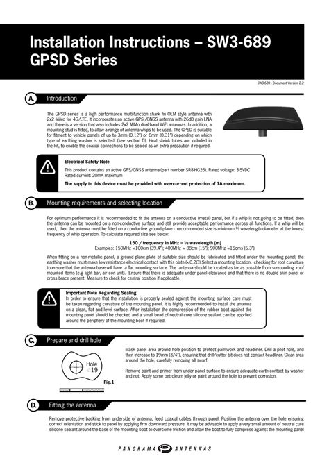 Panorama Antennas Ltd Gpsd Installation Instructions Page