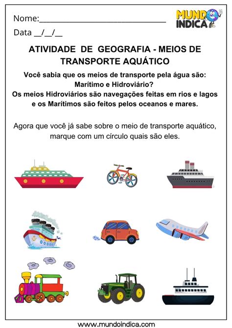 7 Atividades de Geografia sobre Meios de Transporte: Identificação ...
