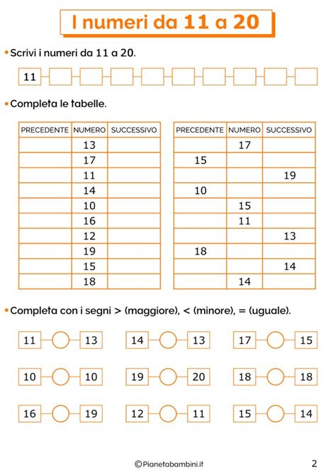 I Numeri Da A Schede Didattiche Per La Classe Prima Ca