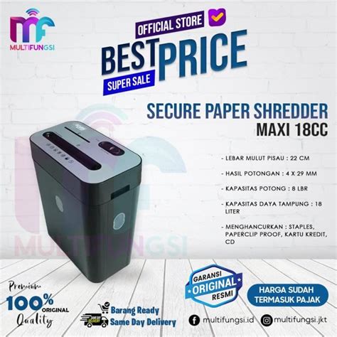 Jual Mesin Penghancur Kertas Secure Maxi Cc Paper Shredder Shopee