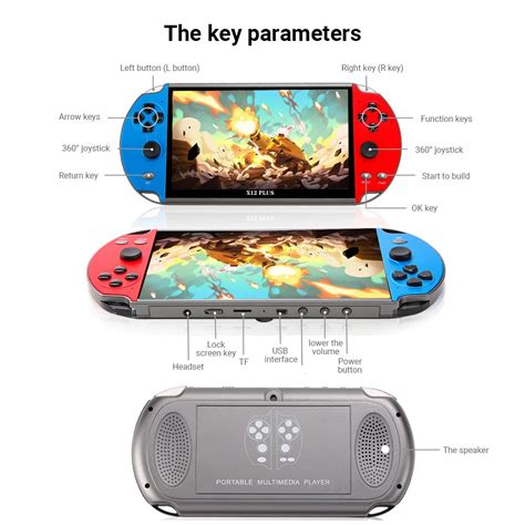 X12 Plus Video Handheld Game Console 7.0 Inch HD Screen Portable Audio ...