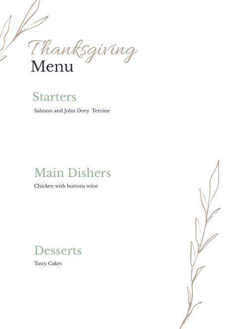 Free Thanksgiving Dinner Menu Template Edit Online And Download