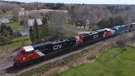 Nice Aerial View Awesome Lashup Dpu On Freight Train Cn At Berry