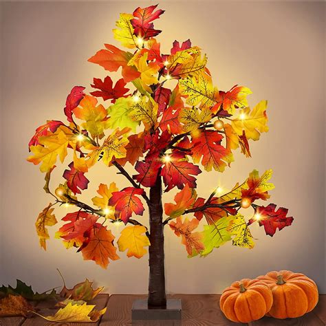 Scidweet 25 Artificial Autumn Light Maple Tree 24 Led Table Lights