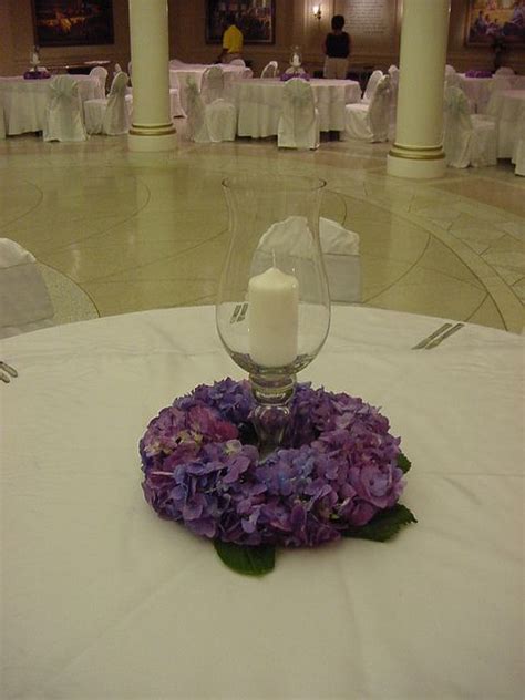 Purple Hydrangea Wreath Candle Centerpiece Purple Hydrangea