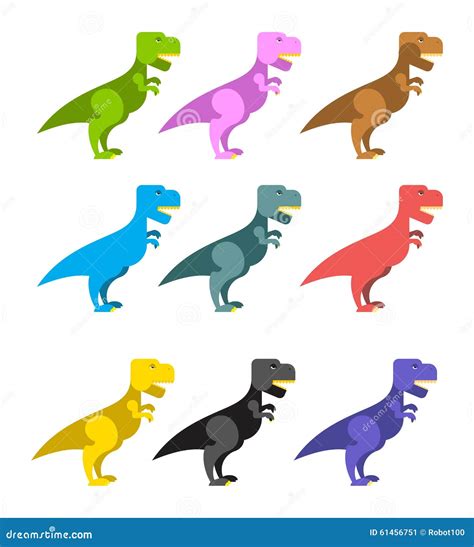 Grupo De Dinossauros Coloridos Tiranossauro Rex Ilustração do Vetor