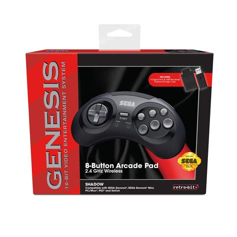 Retro Bit 2 4 GHz Wireless Controller 8 Button Sega Genesis Original