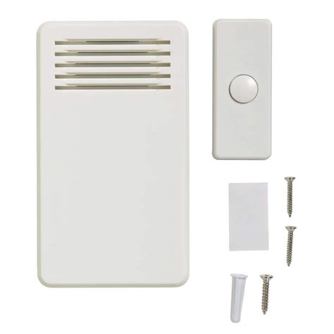 75 Db Wireless Battery Operated Door Bell Kit With 1 Push Button White 216600 The Home Depot