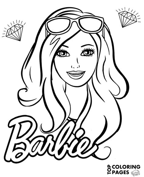 Barbie's face free coloring page, books, sheet