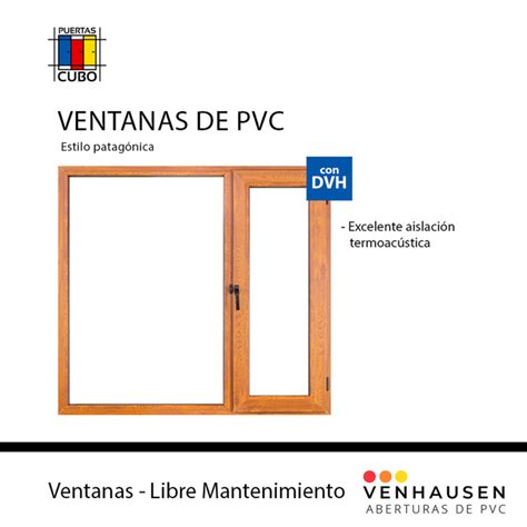 Ventana Patagonica Pvc X Vidrio Dvh Simil Madera