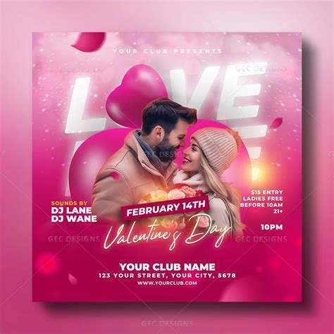 Pink Valentines Day Party Poster Design Gec Designs