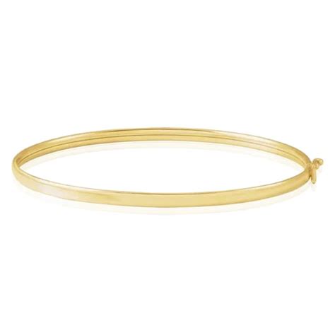 14k Solid Gold Oval Bangle Bracelet Etsy