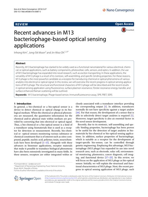 (PDF) Recent advances in M13 bacteriophage-based optical sensing ...