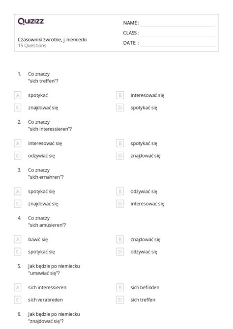Ponad Zaimki Zwrotne Arkuszy Roboczych Dla Klasa W Quizizz