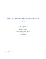 AMB207 A1 Docx AMB207 Entertainment Marketing In A Digital World