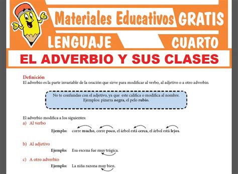 El Adverbio Y Su Clasificacion Para Quinto De Secundaria Fichas Images