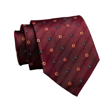 Lakeville Foulard Silk Tie Burgundy Navy Yellow