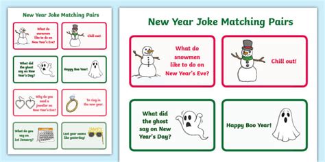 New Year Jokes Matching Cards Teacher Made Twinkl