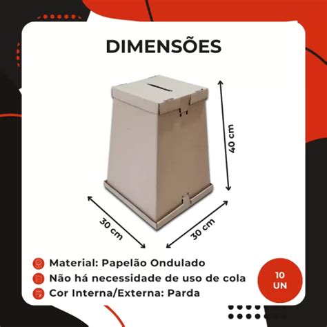 10 Urna De Papelão De Votação Sorteio 40cm Fortebox ForteBox