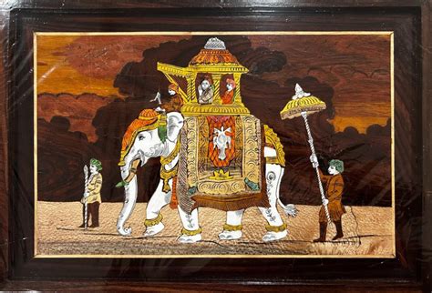 Shop – Traditional Handicraft Mysore Rosewood Inlay Wooden Painting Of Dasara Procession with ...