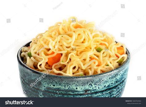 Instant Noodles Carrot Scallions Vegetable Soba Stock Photo