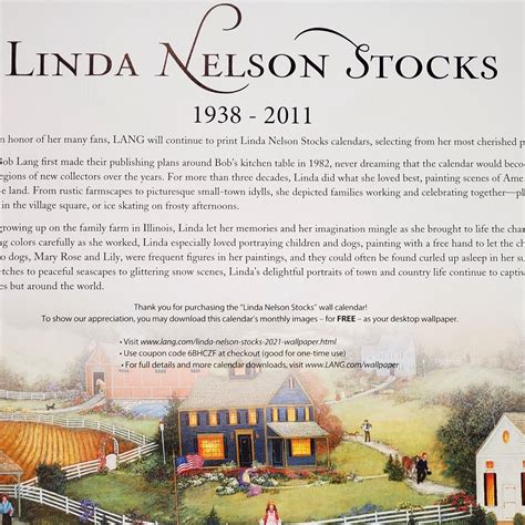 Lang Linda Nelson Stocks Calendar Frame The Folk Art Th Edition