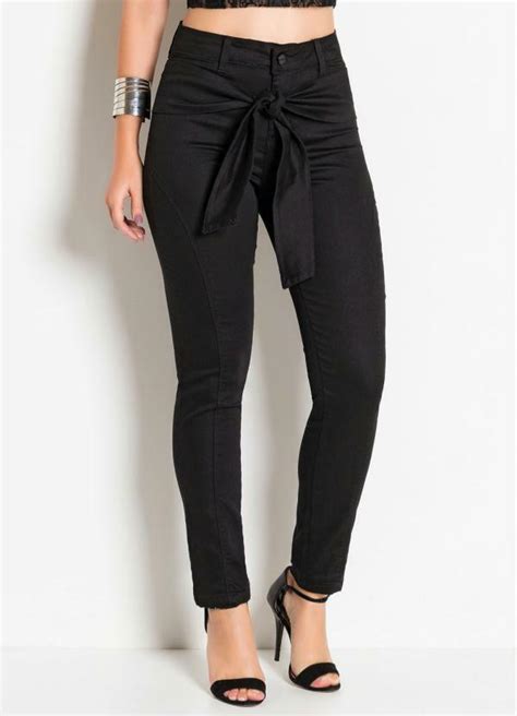 Calça Hot Pant Sawary Preta Amarração Sawary Jeans
