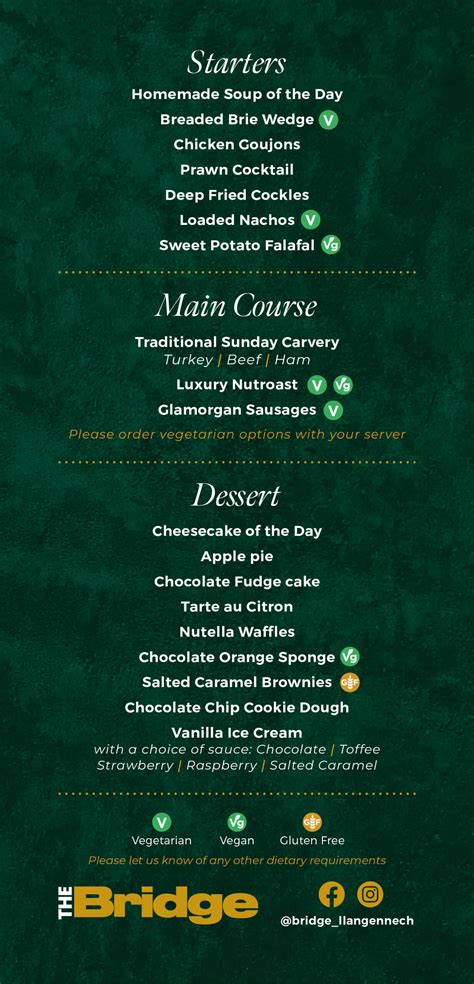 Carvery Menu – The Bridge Llangennech