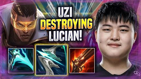 Uzi Destroying With Lucian Blg Uzi Plays Lucian Adc Vs Caitlyn