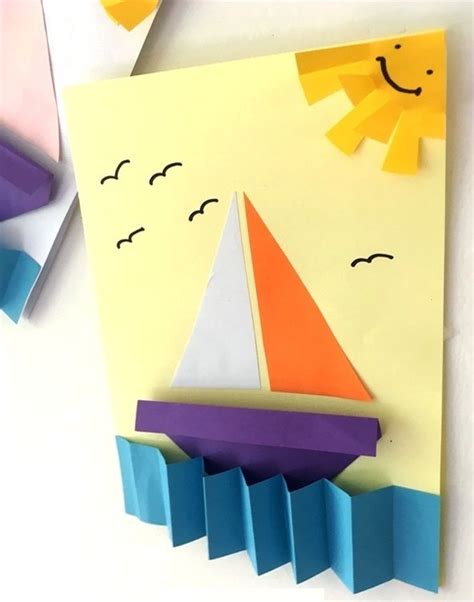 Аппликация "Кораблик в море" | Easy arts and crafts, Paper crafts ...