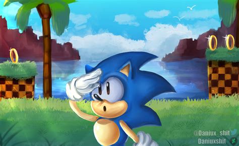 Sonic in Green Hill Zone by Daniuxshit on DeviantArt