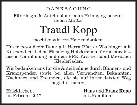 Traueranzeigen Von Traudl Kopp Trauer Merkur De