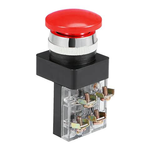 25mm Mushroom Head Momentary Push Button Switch Red DPST - Walmart.com ...