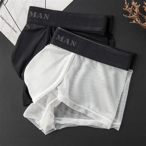 BOXER HOMME SEXY SLIP maille transparente pochette bikini sous vêtement doux re EUR 9 10