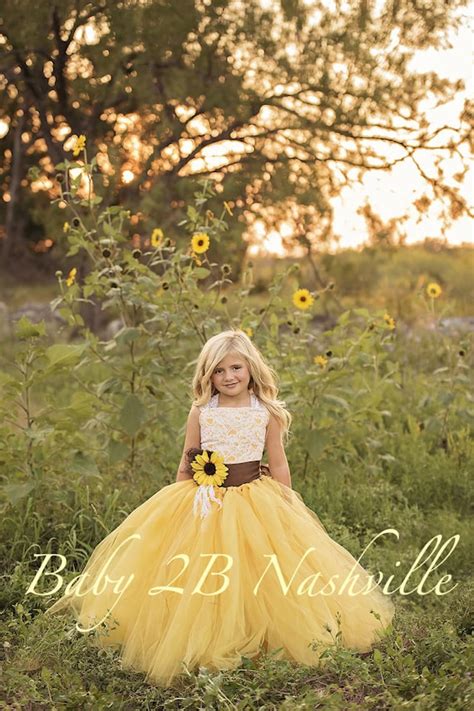 Flower Girl Dress Yellow Sunflower Dress Yellow Dress Lace - Etsy