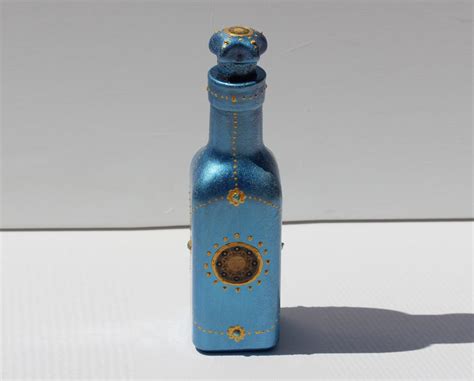 Eckige Deko Flacon Flasche Mit Sonne Glas Dekoration Blau Gold