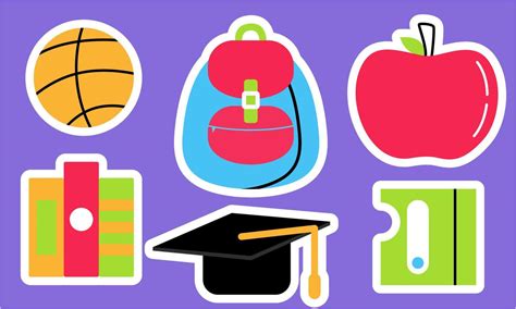 Stickers with school supplies collection. Back to school 10411810 ...