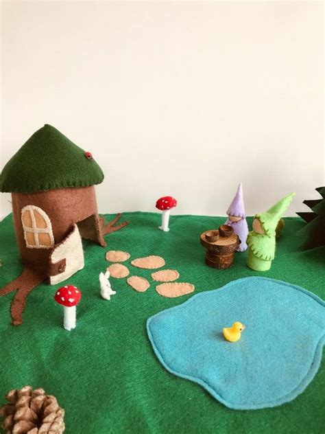 Forest Gnome Home Felt Play Mat Woodland Small World Etsy Crafty