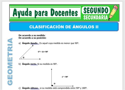 Clasificación De Ángulos Ii Para Segundo De Secundaria Ayuda Para Docentes