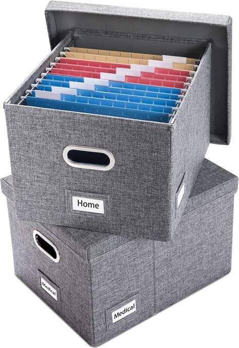 Prandom File Organizer Box Set Of Collapsible Decorative Linen