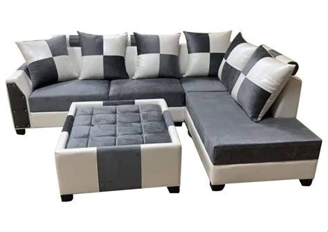 Wooden Seater Leather L Shape Sofa Set With Lounger At Rs Set