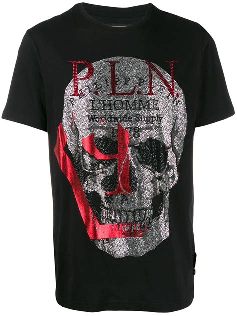 Philipp Plein Foil Print Skull T Shirt In Black ModeSens Philipp