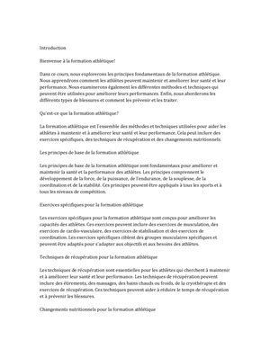 Athletic Training note study Introduction Le rôle des entraîneurs