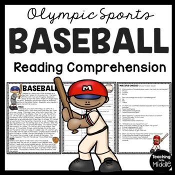 Baseball Reading Comprehension Informational Worksheet Olympic Sports