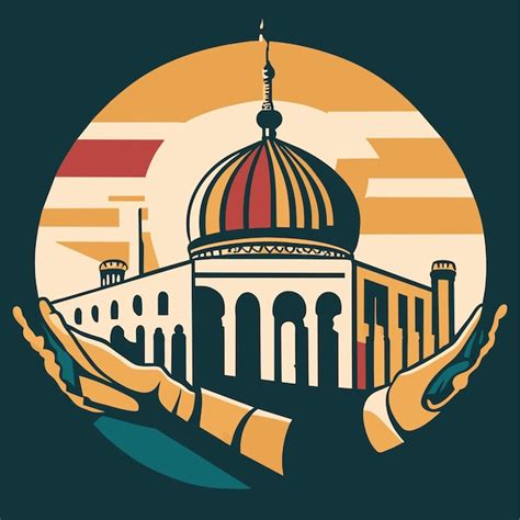 Diseño plano dibujado a mano ilustración de al aqsa o ilustración de la